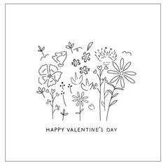 Valentine event corporate greeting graphic design template with Hand drawn vector illustration _ Valentine's day _ Flower bouquet 