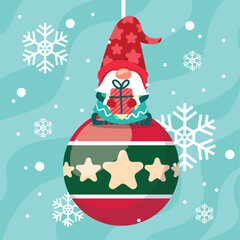 Cute christmas card with elf character Vector