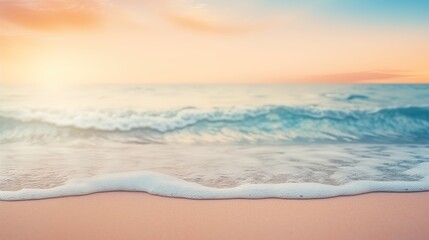 Fototapeta na wymiar Sea waves at the beach. Minimalist aesthetic. Calmness and relax. Copy space, generative ai