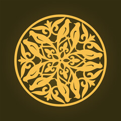 Round Pattern Mandala. Abstract design of Persian, Islamic, Turkish, Arabic vector circle floral ornamental border. Abstract Asian elements of the national pattern of the ancient nomads of the Kyrgyz
