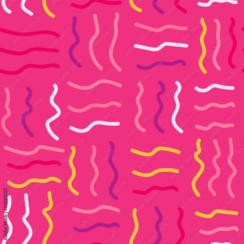 Wall mural Colorful wavy lines in a dynamic abstract seamless pattern - Wall murals