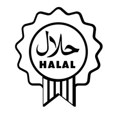 Halal food icon isolated on white background . Halal food certified icon