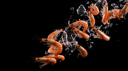 Shrimp dropped into the water