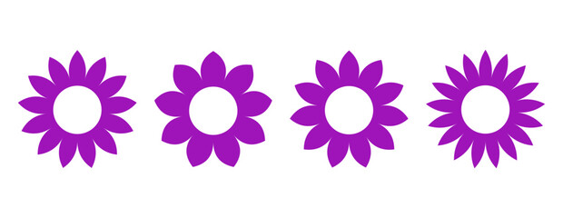 Collection of little purple flowers isolated on a transparent background – Set of vector flowers for fashion designs