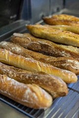 Des baguettes de pains chez un boulanger Français