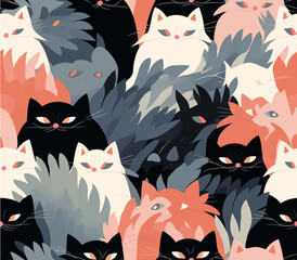 seamless pattern with cats, cats, animals, Generative AI illustration