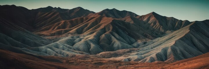 A steep mountainside with many ridges.