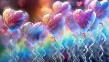 Kolorowe, neonowe balony w kształcie serc