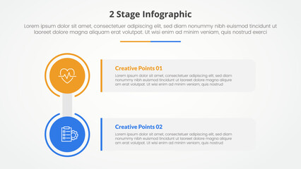 2 points stage template for comparison opposite infographic concept for slide presentation with big circle and rectangle box stack with flat style - obrazy, fototapety, plakaty