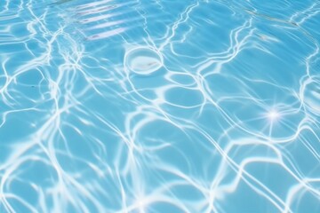 Obraz premium Blue water surface with bright sun light reflections, water in swimming pool background closeup. generative ai.