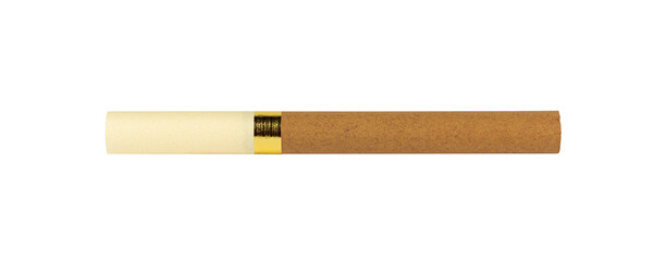 cigarette with filter in dark cigarette paper isolated from background