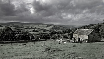 A Moody Landscape Photo Showing A Barn Overlooking Pateley Bridge and onto Nidderdale in the Yorkshire Dales.