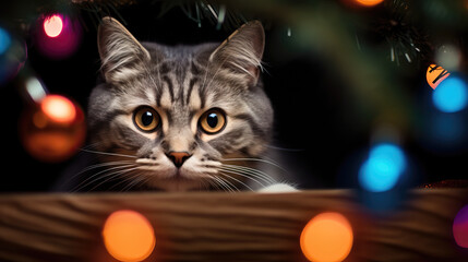 Portrait of a Cat around Christmas Time