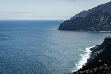 view of the coast of Agulo from the top of the cliff in La Gomera