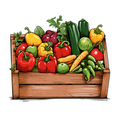 Drawing of a simple logo of vegetables in the box Generative AI
