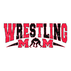 Wrestling Mom design with varsity college style text for wrestling fans and lovers