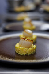 Recette de noix de Saint Jacques sur li de céleri et purée de topinambour