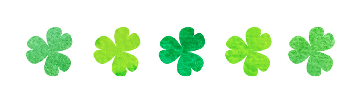 Watercolor green clover leaves set for st. Patrick's day