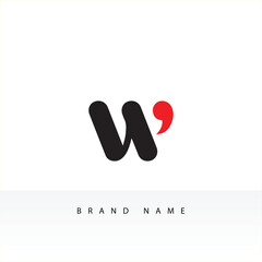 W Logo. Vector Graphic Branding Letter Element. Black Background.