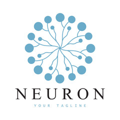 Neuron logo or nerve cell logo design,molecule logo illustration template icon with vector concept