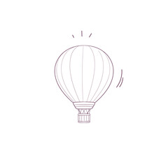 Hand Drawn illustration of hot air ballon icon. Doodle Vector Sketch Illustration