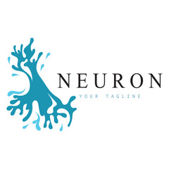 Obraz premium Neuron logo or nerve cell logo design,molecule logo illustration template icon with vector concept
