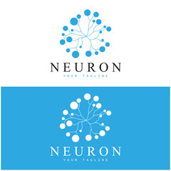 Neuron logo or nerve cell logo design,molecule logo illustration template icon with vector concept