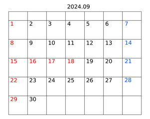 2024년 9월 달력