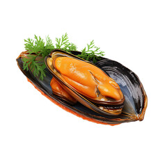 Stuffed Mussel isolated on transparent or white background