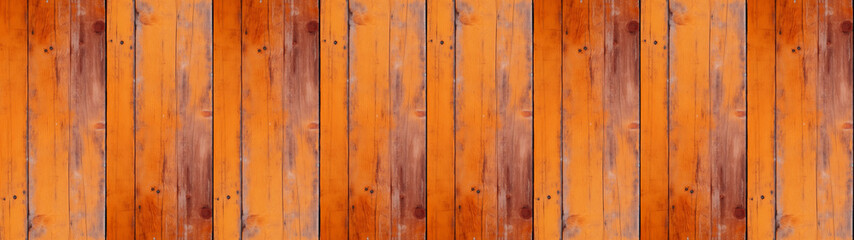 Naklejka premium Abstract grunge old orange painted wooden texture - wood background panorama long banner, seamless pattern