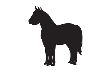 Horse Silhouette Vector, Silhouette of a standing horse