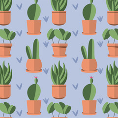 Indoor plant icons Pattern background Vector