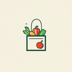 Simple line art flat logo minimalist style vegetables, circulation, fashion, health, super simple Generative AI 