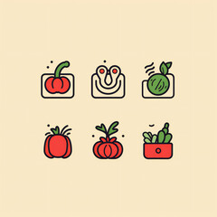 Simple line art flat logo minimalist style vegetables, circulation, fashion, health, super simple Generative AI 