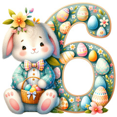 Fototapeta na wymiar Easter bunny with eggs number 