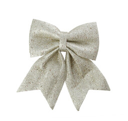 Golden bow with glitter Christmas decoration.