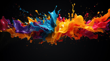 Obraz na płótnie Canvas Colored splashes on empty black background