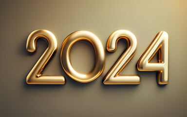 Luxurious 3d golden 2024 text on podium platform banner for new year festive - obrazy, fototapety, plakaty