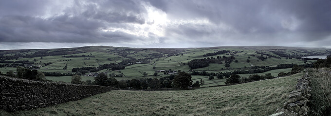Panorama Landscape Photograph Showing the Hills of Nidderdale around Wath in the North Yorkshire Dales
