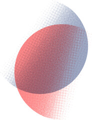 Vector halftone intersection effect circles red and blue isolated on white background