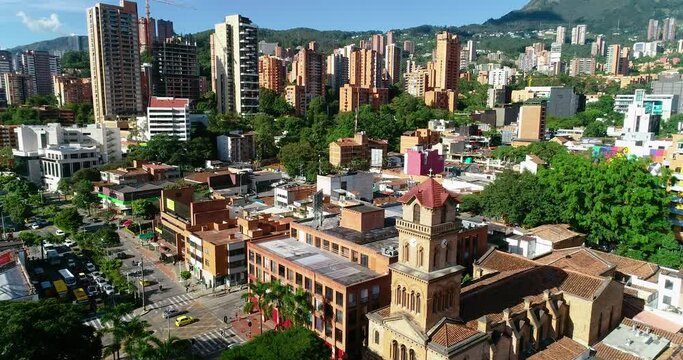 Aerial video showing the fascinating landmarks of Medellin city.