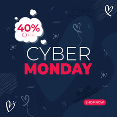 Blue monday Cyber monday offer social media post template