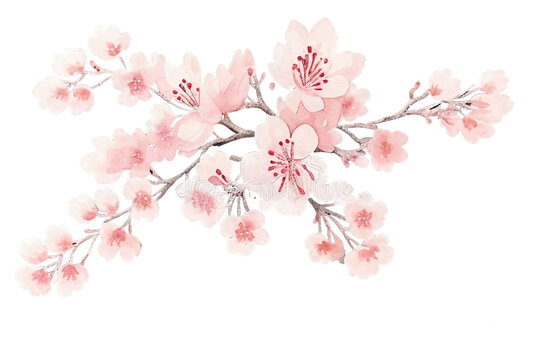 Sakura tree isolated watercolor illustration with alpha channel.
