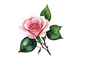 Naklejka premium Rose watercolor. Isolated illustration with alpha channel.