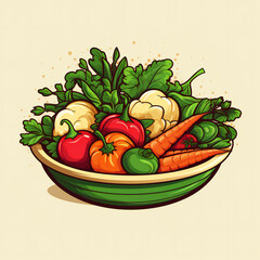 Vegetables in the dish logo Generative AI 