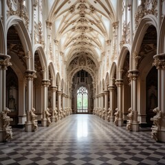 Fototapeta na wymiar a interior of a gothic palace