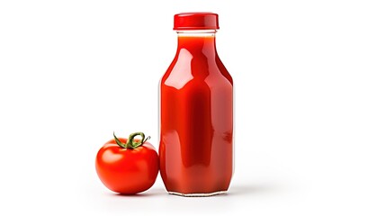Bottle of ketchup, a popular tomato-based condiment used to enhance the flavor of various dishes, isolated on a white background