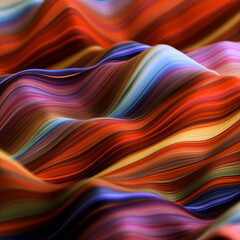 Abstract, fluid and colorful 3D background texture with lines. Modern and contemporary feel. Reflective with shades of red, yellow and orange.