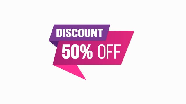 Animated Sale banner 50% off. Special offer discount shopping banner