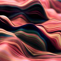 Abstract, fluid and colorful 3D background texture with lines. Modern and contemporary feel. Reflective with shades of orange, peach and black.
